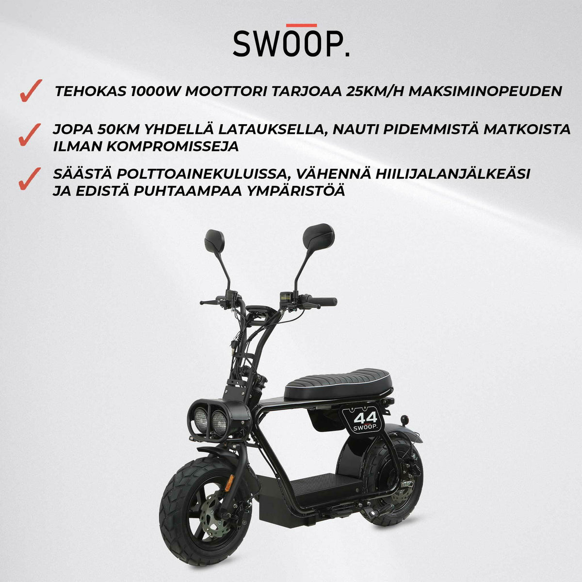 
              Swoop Sähkömopo 1000W Musta