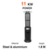 Fornorth Chauffage d'extérieur Round Tube 11kW alimenté au gaz, noir