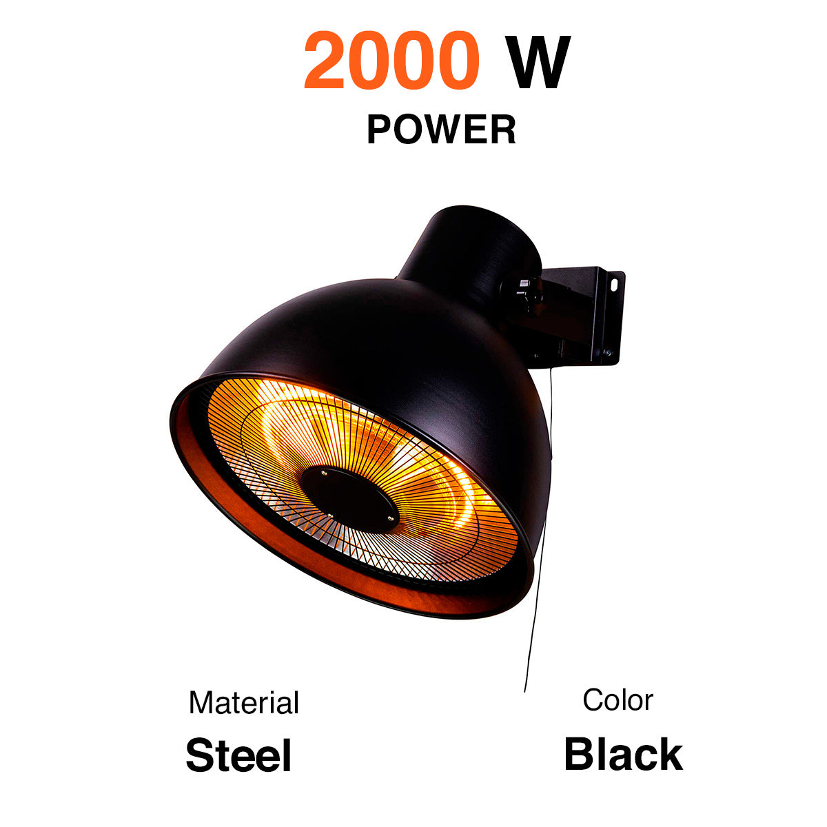 
              Fornorth Terrasverwarmer Wall Heater Deluxe 2000W, zwart
