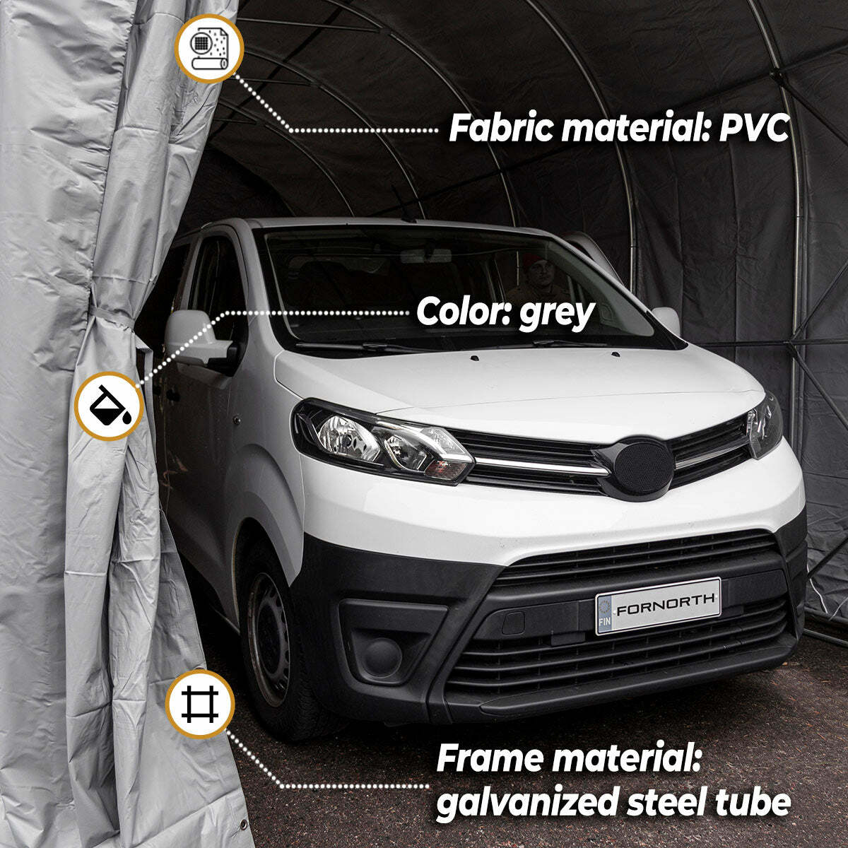 
              Fornorth Portable Garage 4x8m, Light grey