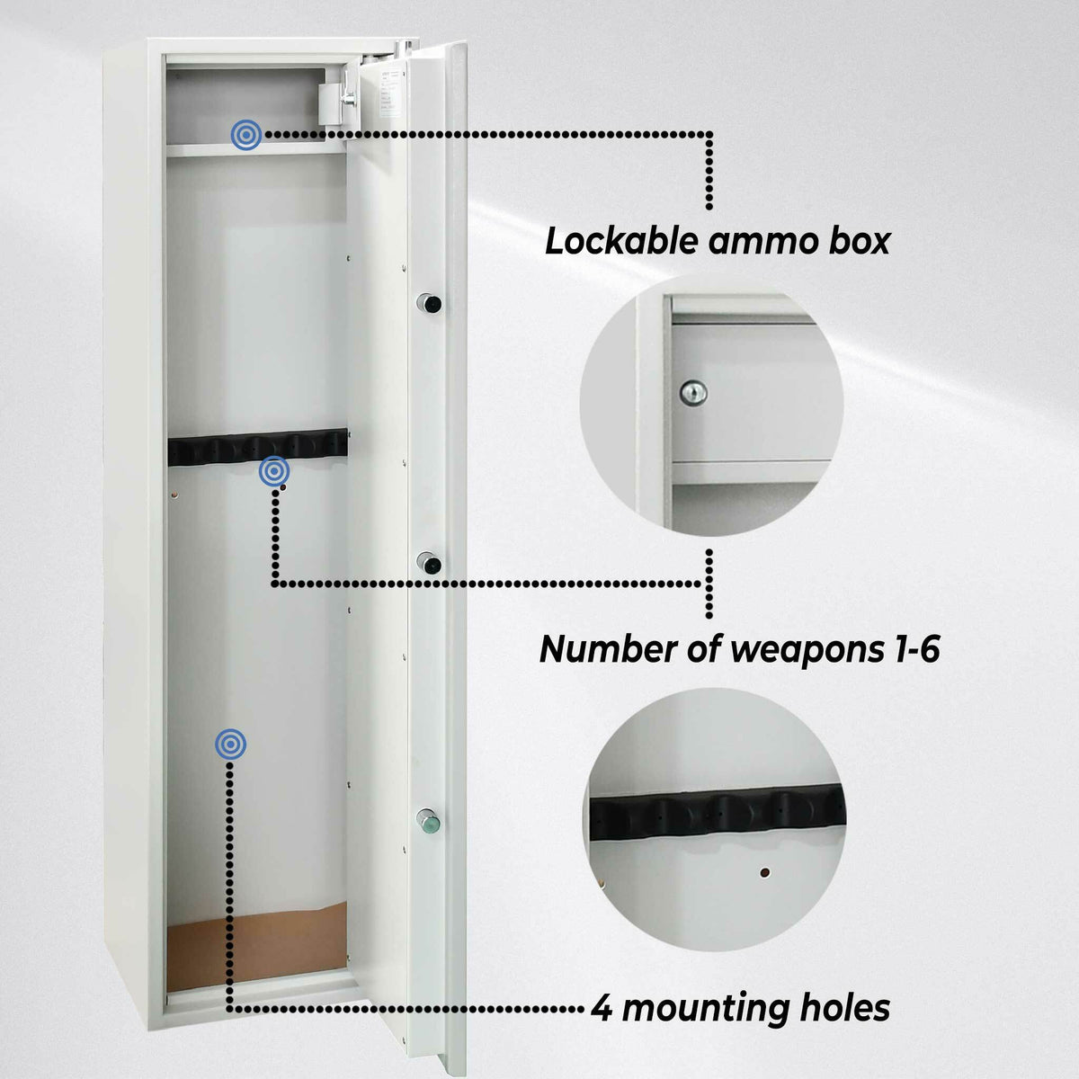 
              Trekker Våbenskab til 6 våben AS600, hvid