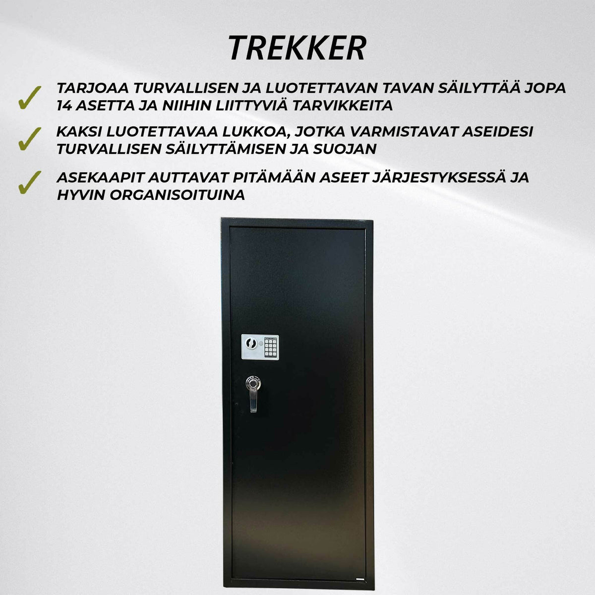 
              Trekker Asekaappi 14-Asetta AS1400, Musta, Digitaalilukolla