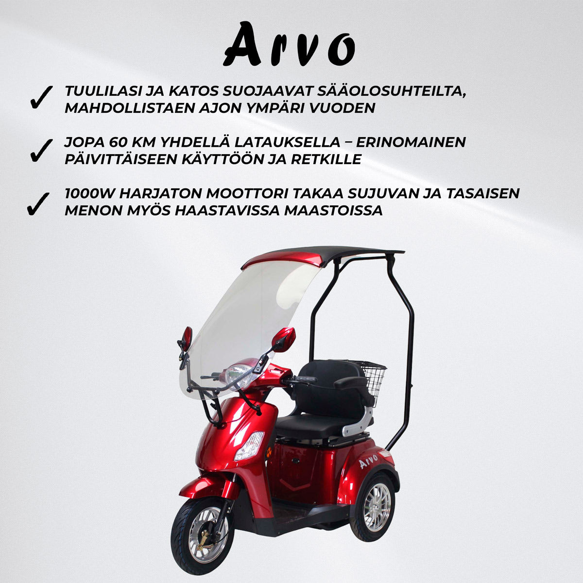 Arvo Senioriskootteri Katolla P500 Punainen