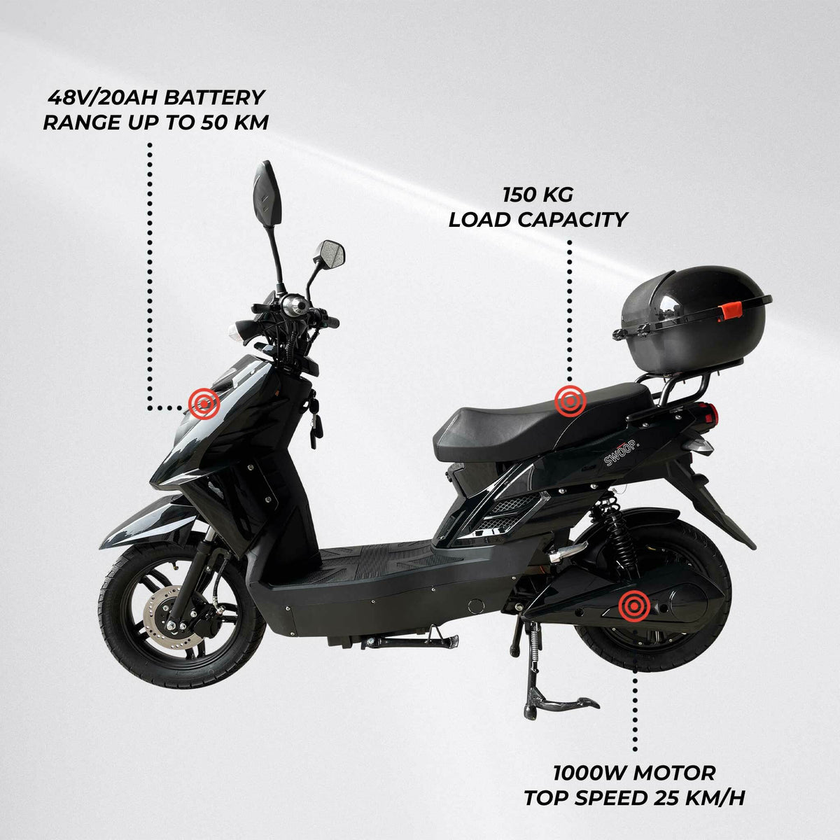 
              Swoop El-scooter Elegante Sort 1000W