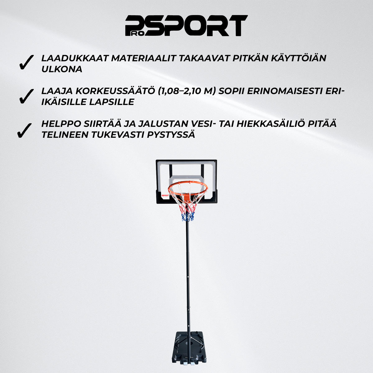 
              ProSport Koripalloteline Lapset 1.1-2.1m