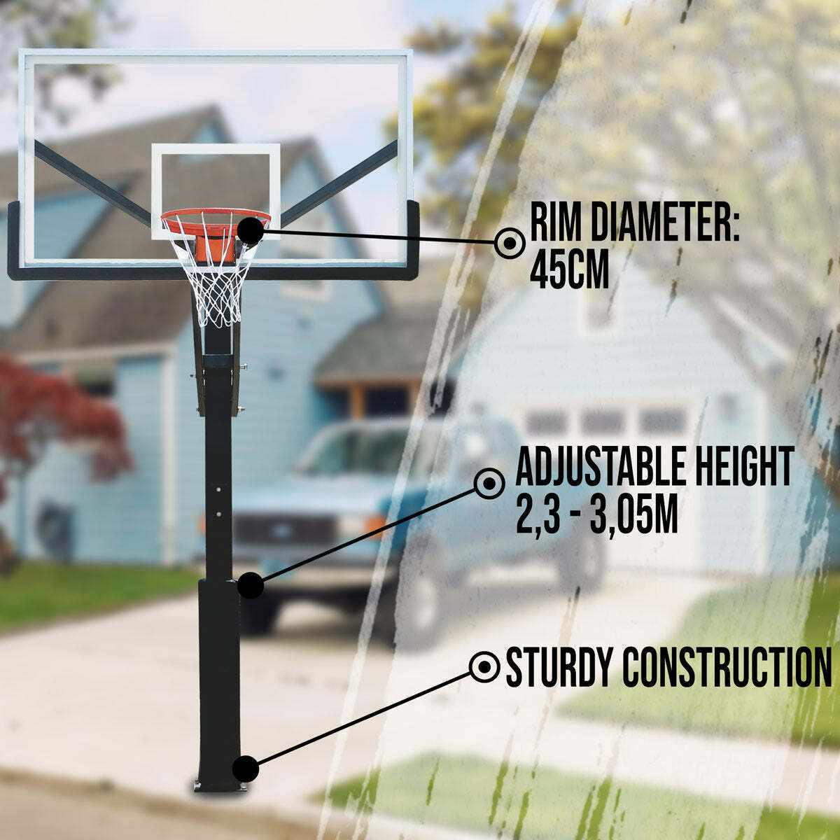 
              Canestro basket Prosport In-Ground 2,3-3,05m