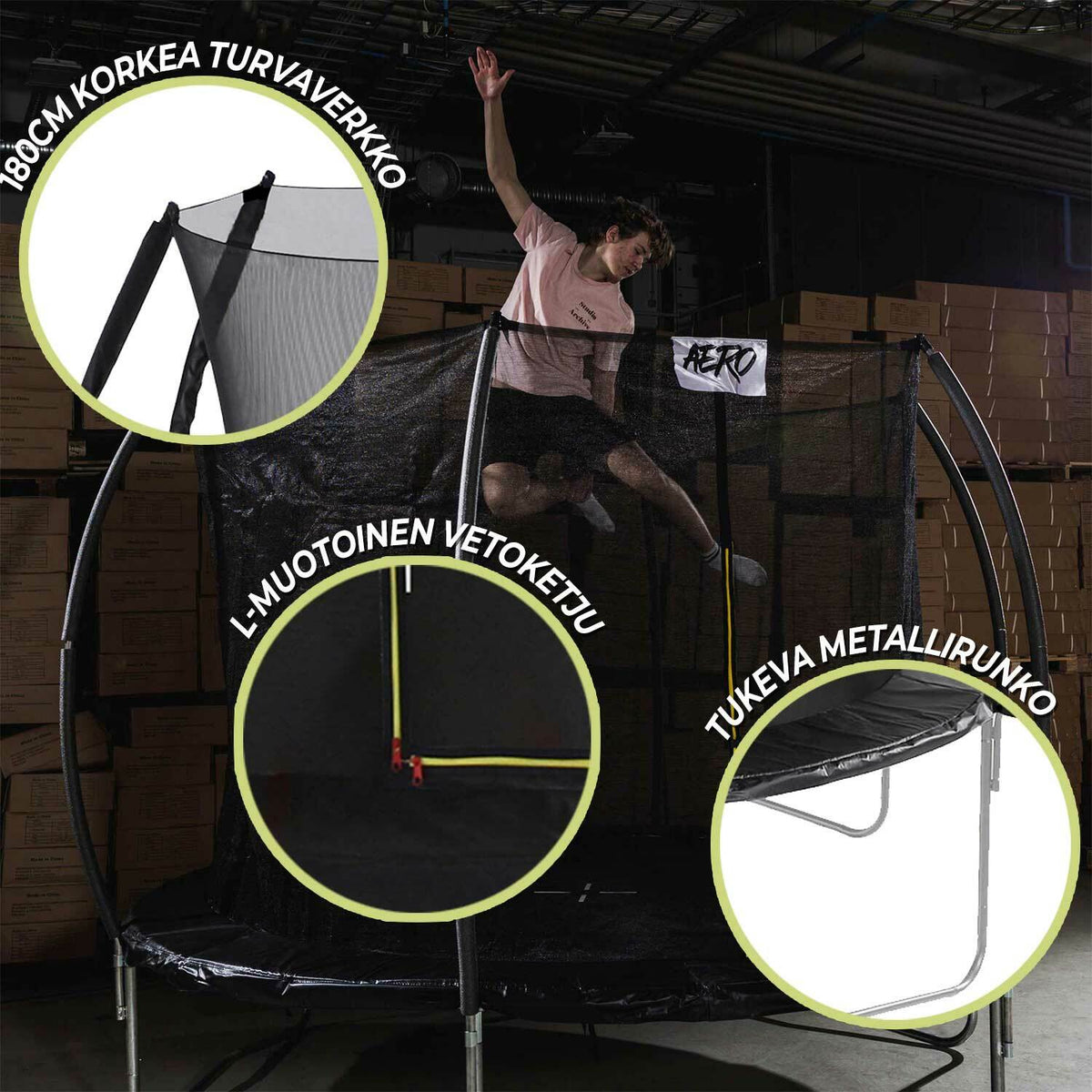 
              React Aero trampoliini 3,05m turvaverkolla