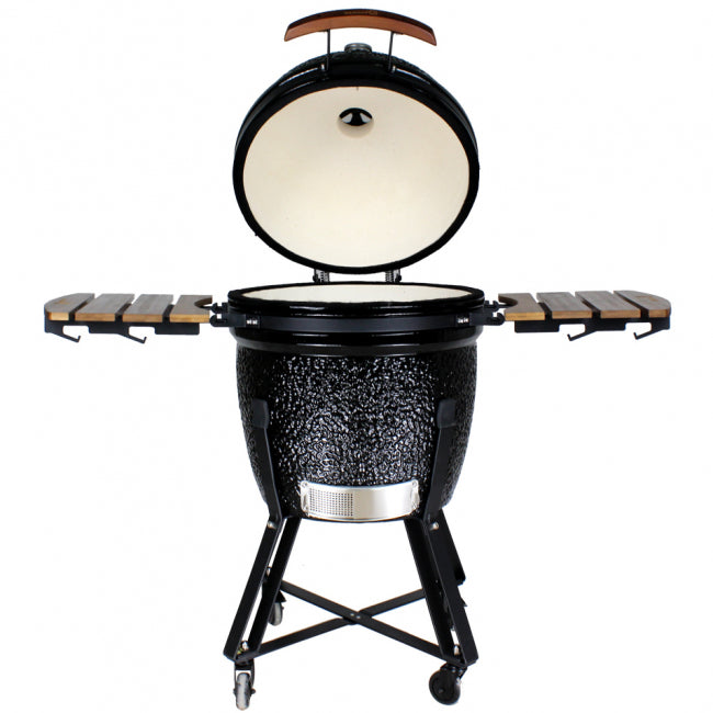 Kobe Barbecue Kamado Carbone Professional XXL Black Edition, copertura protettiva, piastra di distribuzione del calore, pala di carbone inclusa