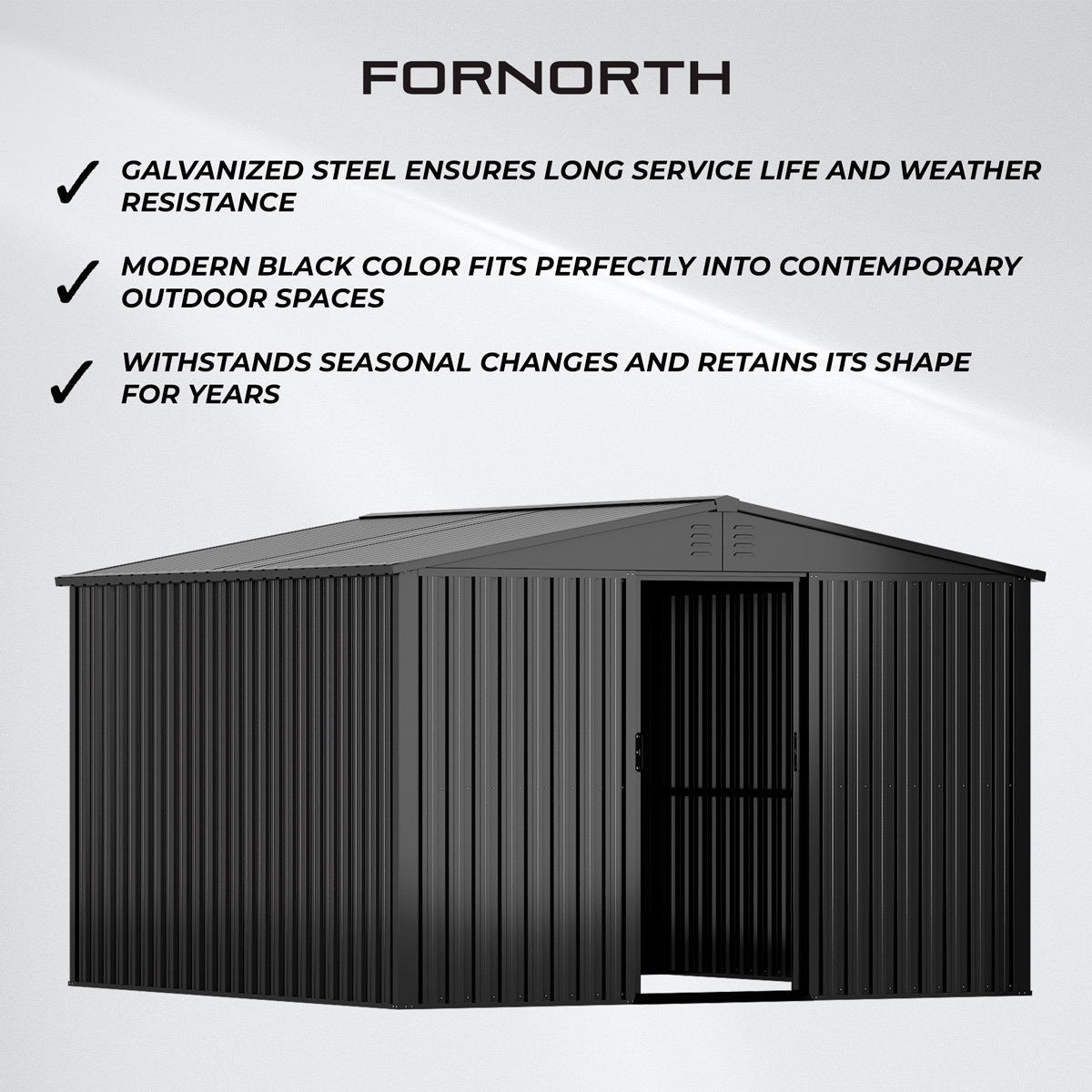
              Fornorth Garden Shed 9m2, black