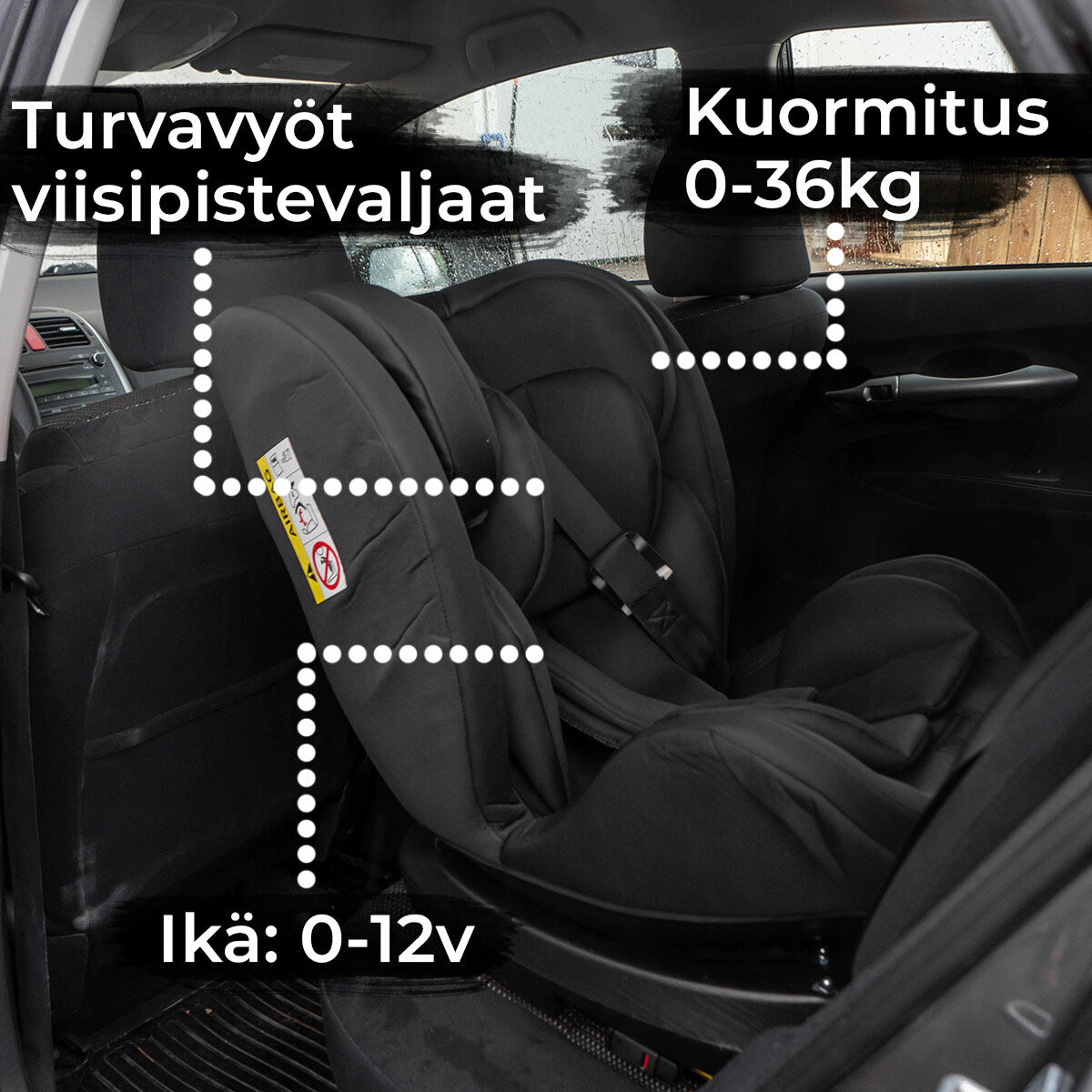 
              Kikid Turvaistuin &amp; Turvakaukalo, ISOFIX, 0-36 kg Black Edition