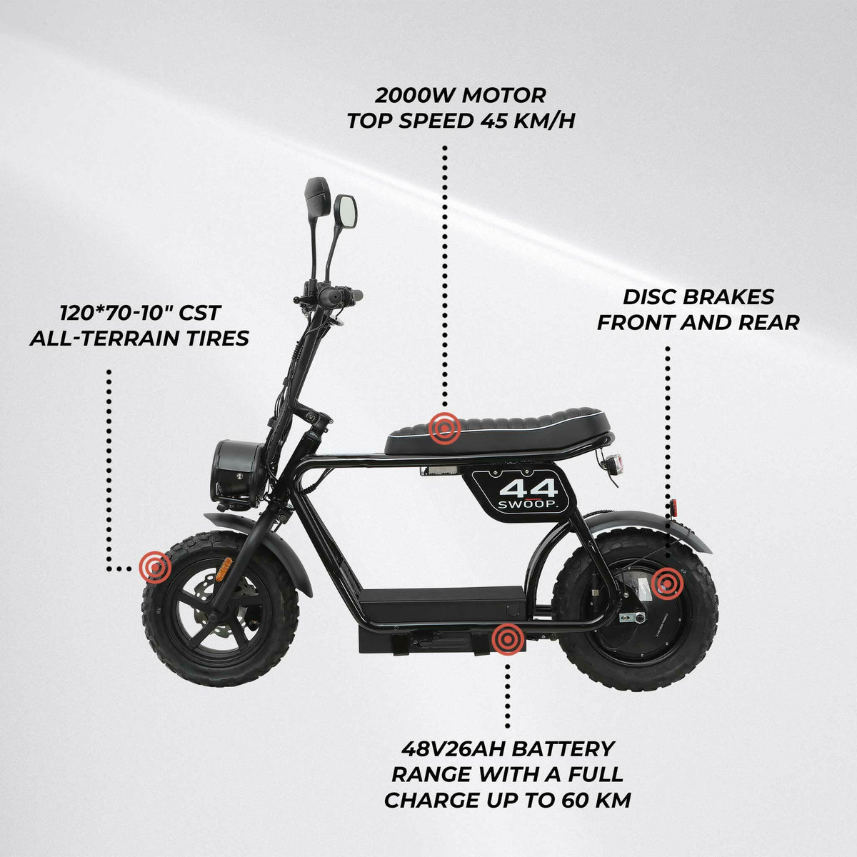 
              Swoop Elektrische brommer Turbo 2000W Zwart