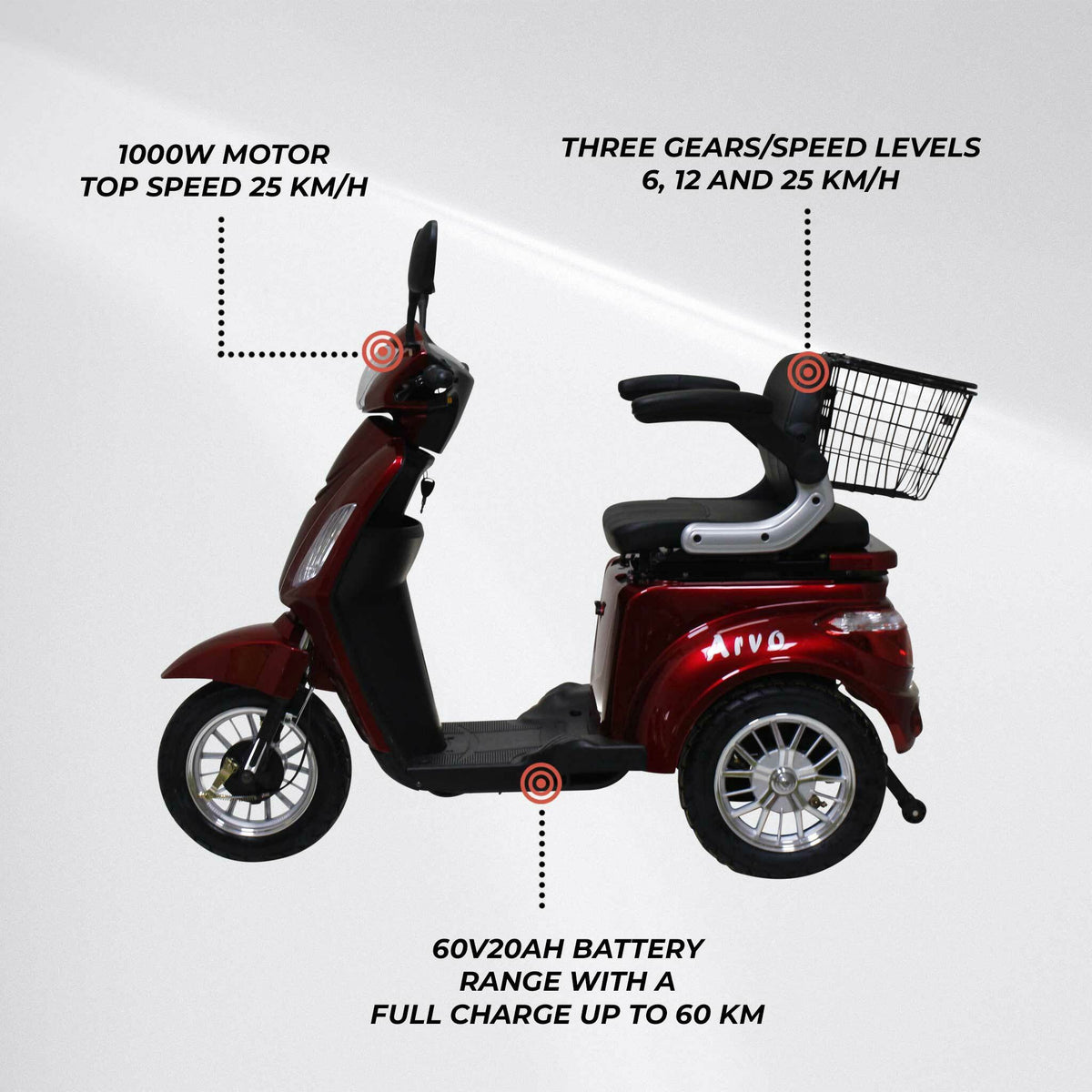 
              Arvo Scooter per Disabili P300 Rosso