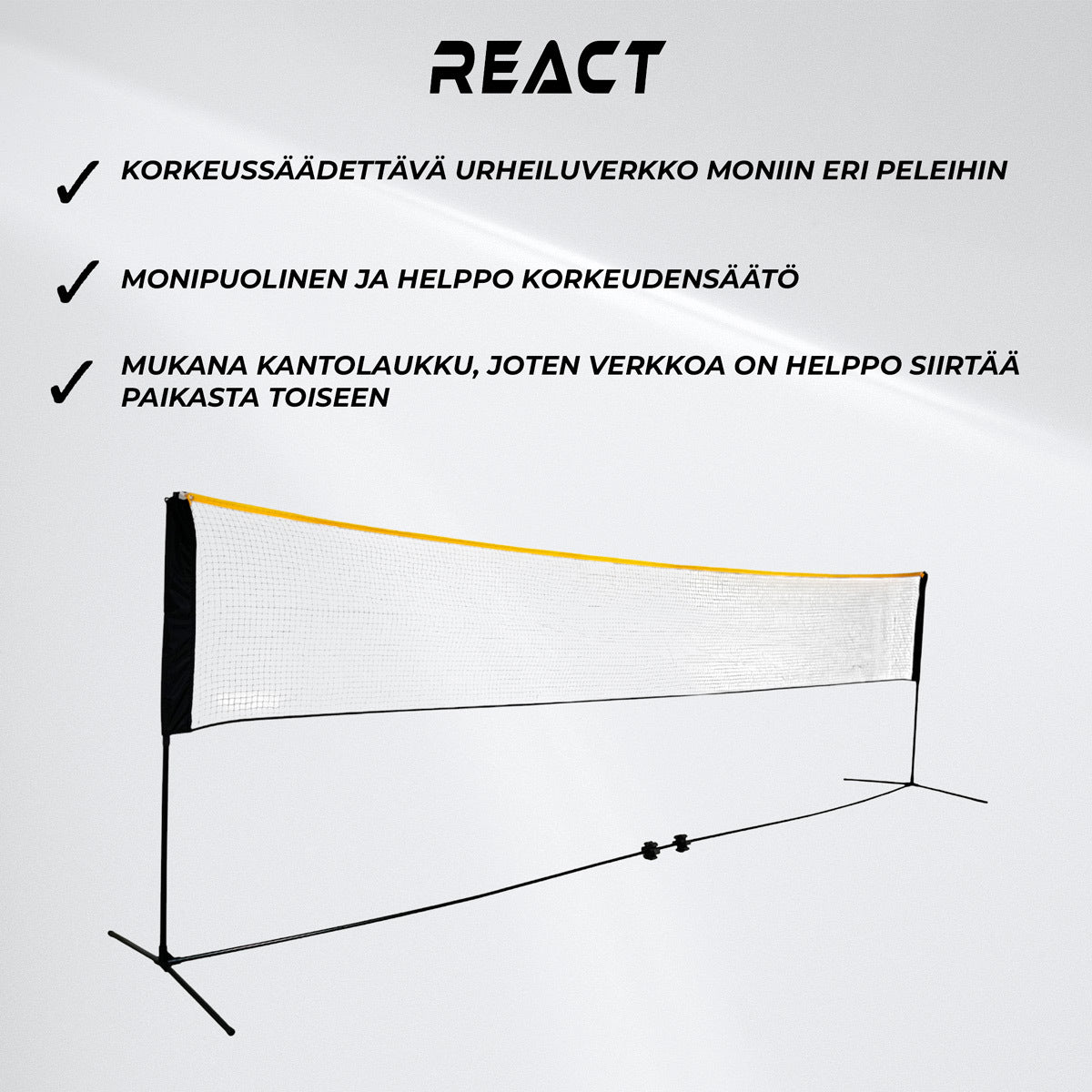 
              React Sulkapalloverkko Korkeus Säädettävä  500x80 cm