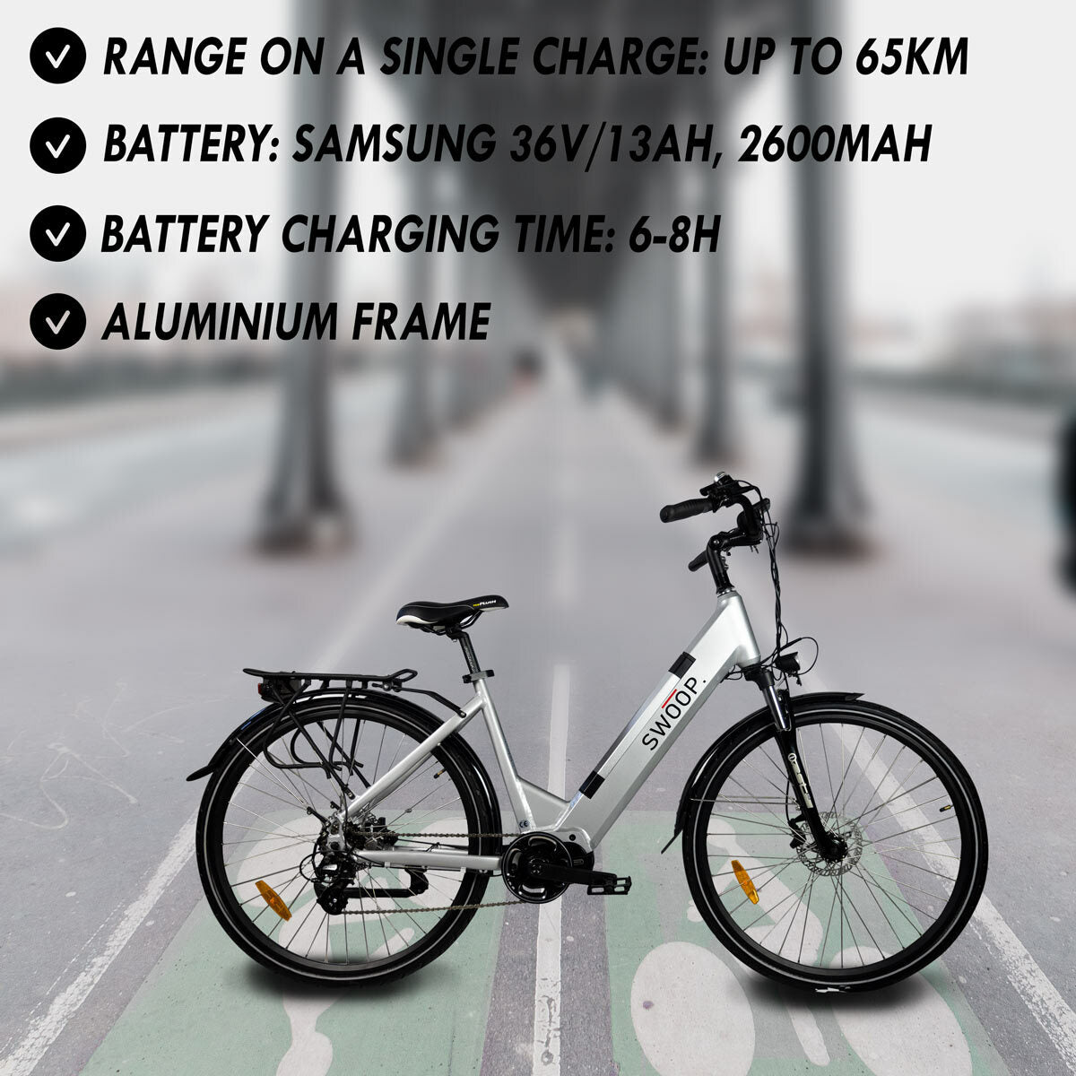 
              Vélo électrique hybride Swoop, pour femmes 28 pouces