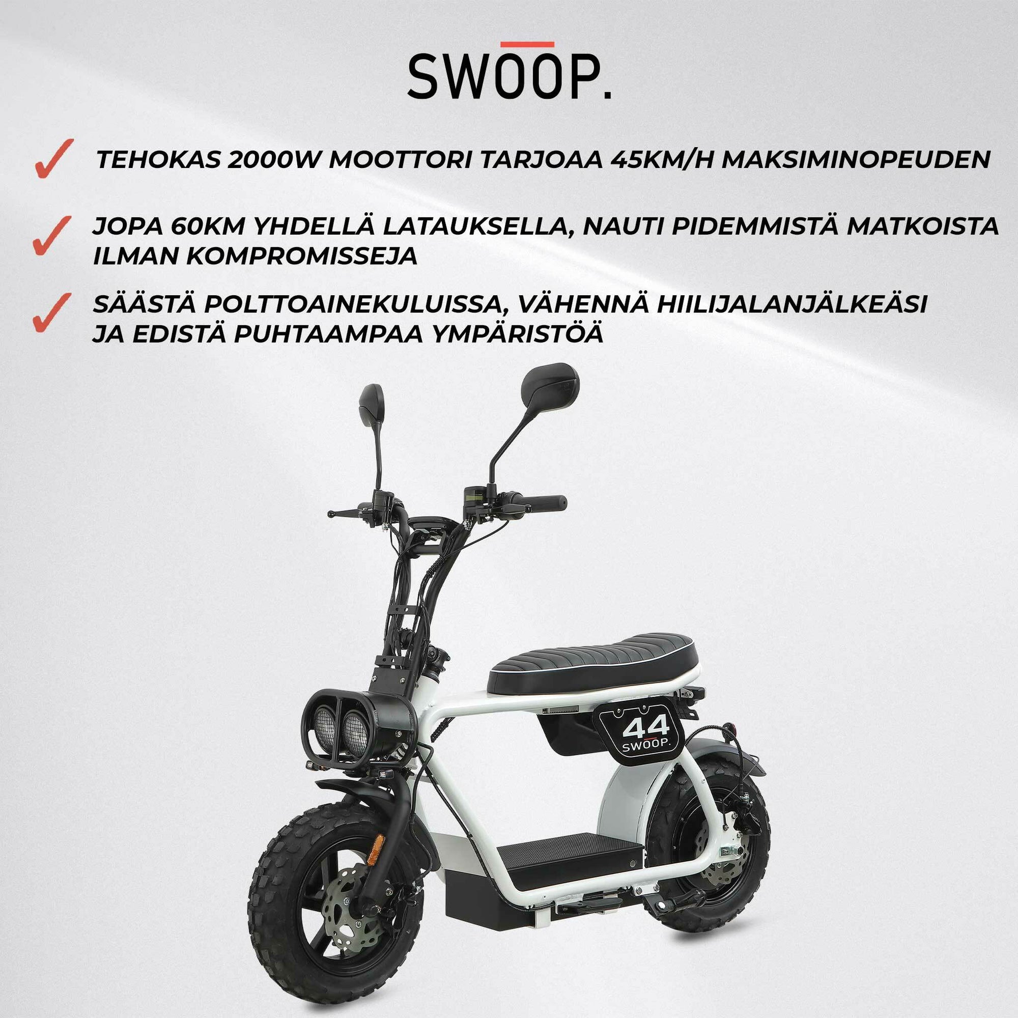 Swoop Sähkömopo Turbo 2000W Valkoinen
