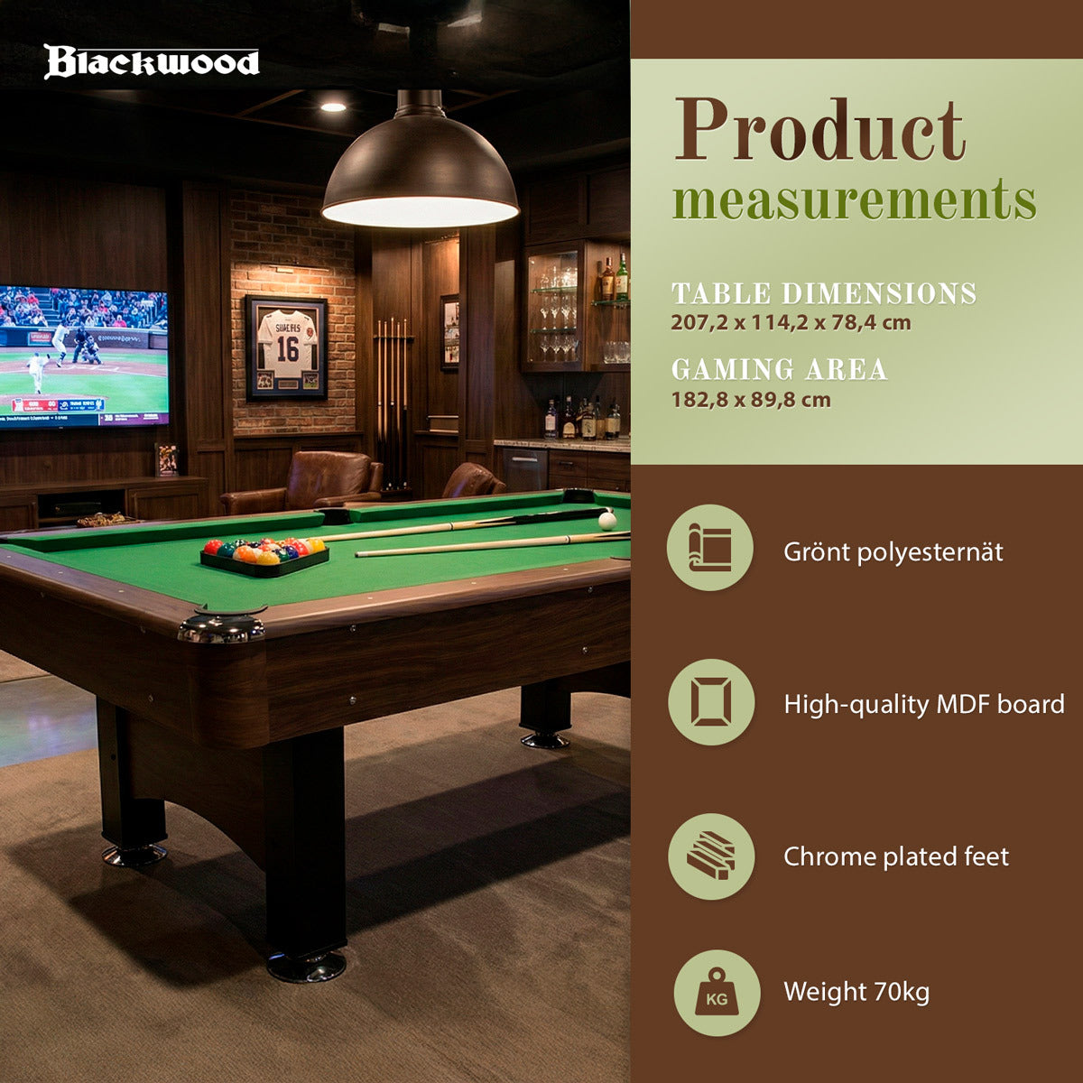 
              Blackwood Table de billard Basic 6'