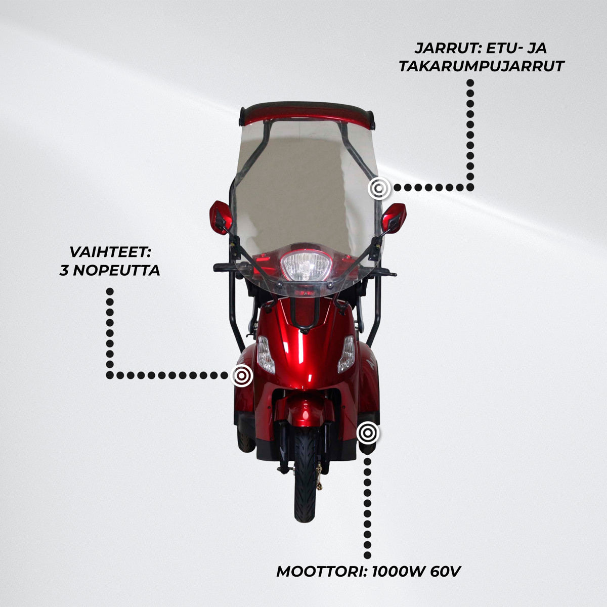 
              Arvo Senioriskootteri Katolla P500 Punainen