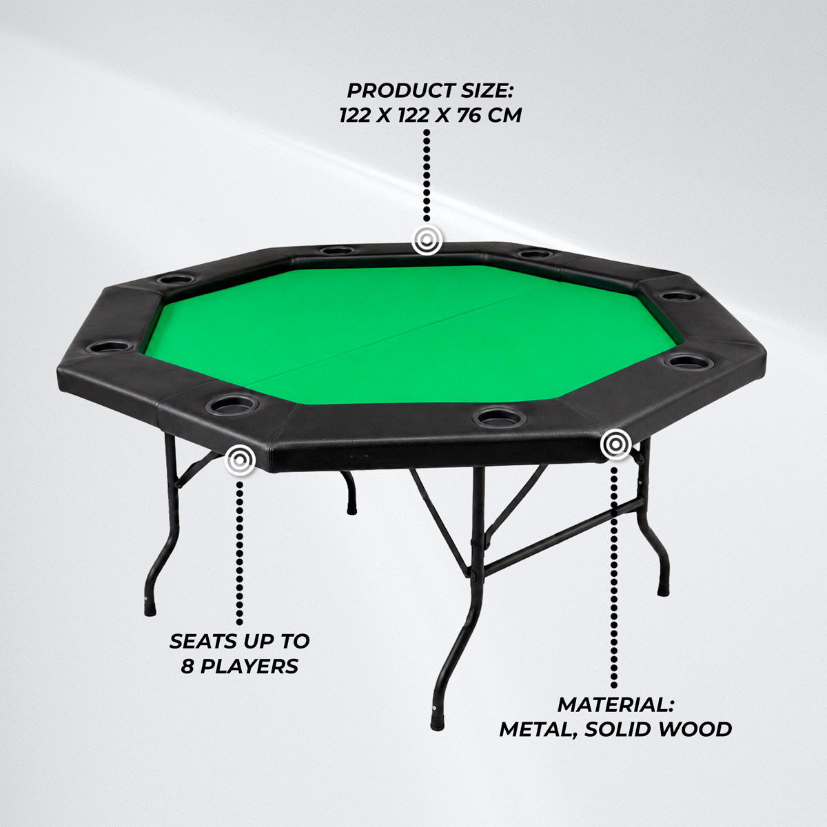 Table De Poker Pliant 120x120 Cm Octogonal Pour 8 Joueurs, Dessus De Table De Poker Portable Avec Sac De Transport Porte Gobelets 96460194 Table De Poker Pliant 120x120 Cm Octogonal Pour 8 Joueurs, Dessus De Table De Poker Portable Avec Sac De Transport Porte Gobelets 96460194