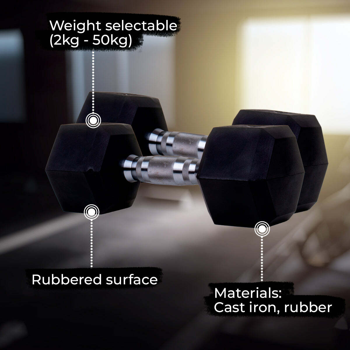 
              Core Set de 2 Haltères Héxagonaux 2-50 kg