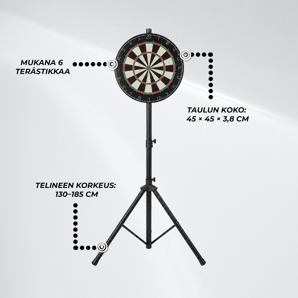 
              React Darts-taulu + Teline