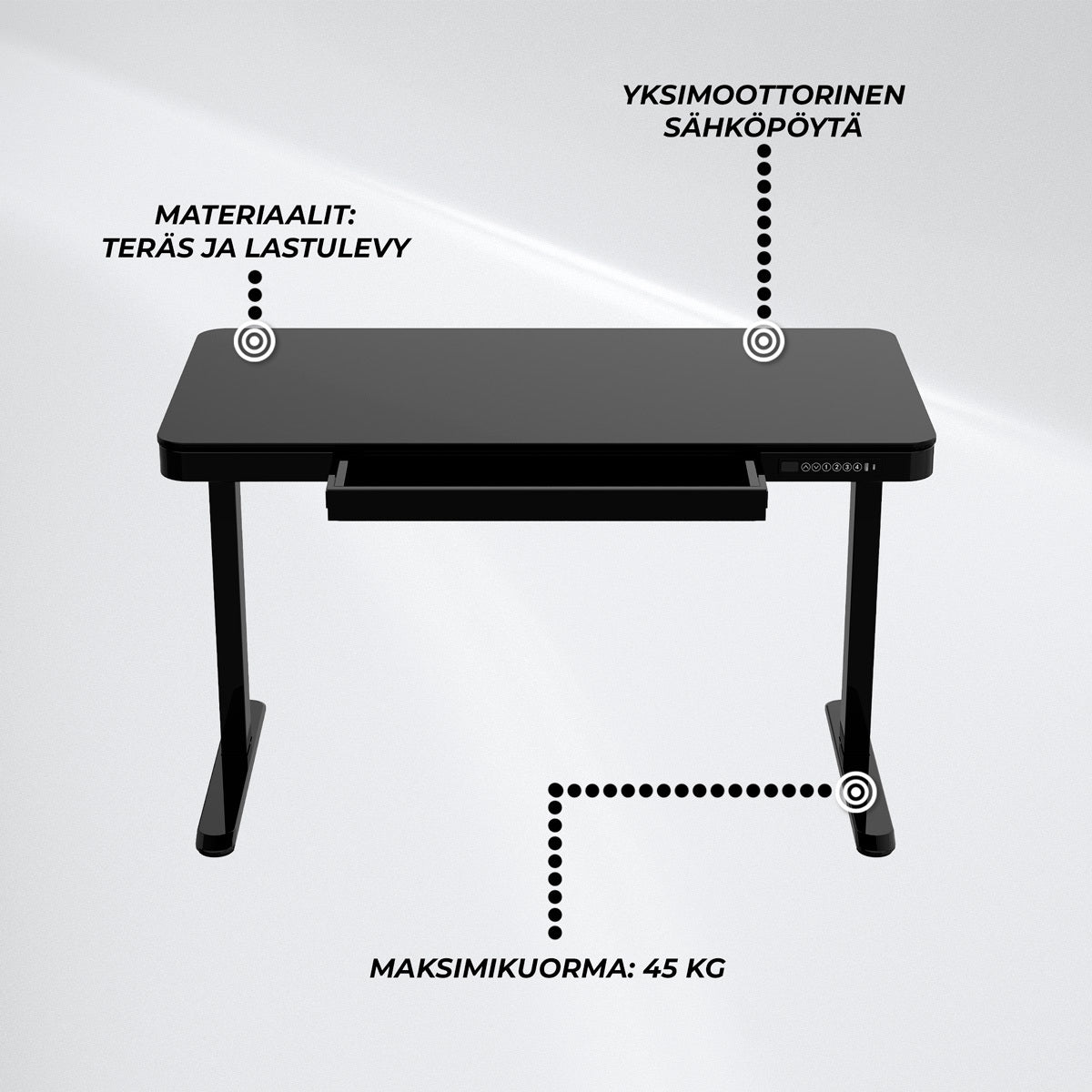 
              Lykke Sähköpöytä 120x60cm Polar, musta