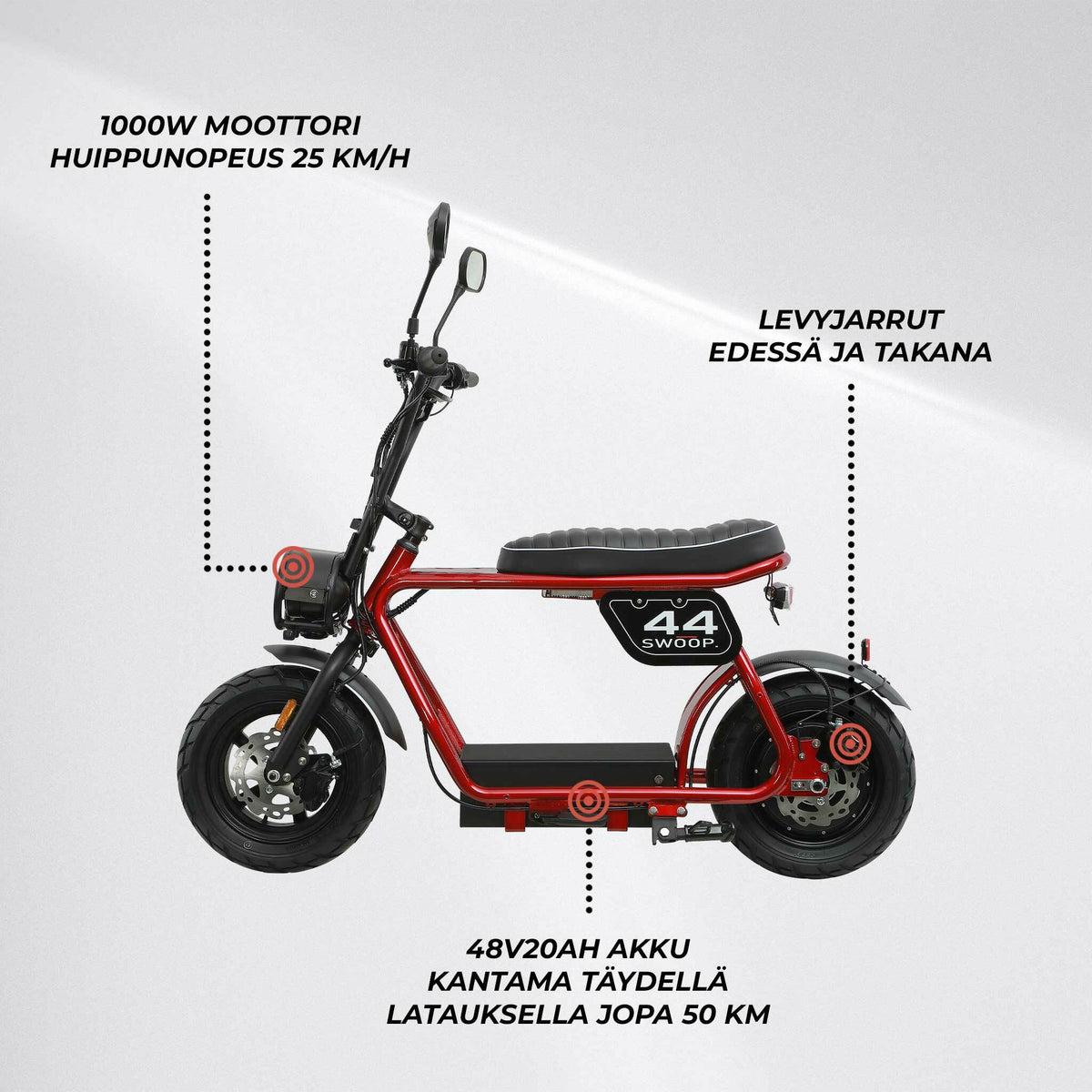 
              Swoop Sähkömopo 1000W Punainen
