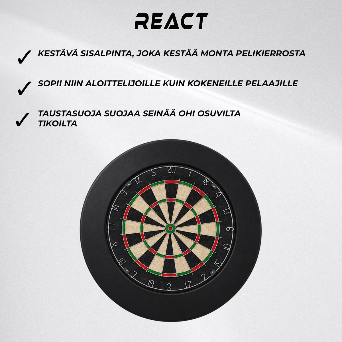 
              React Darts-taulu + Taustarengas