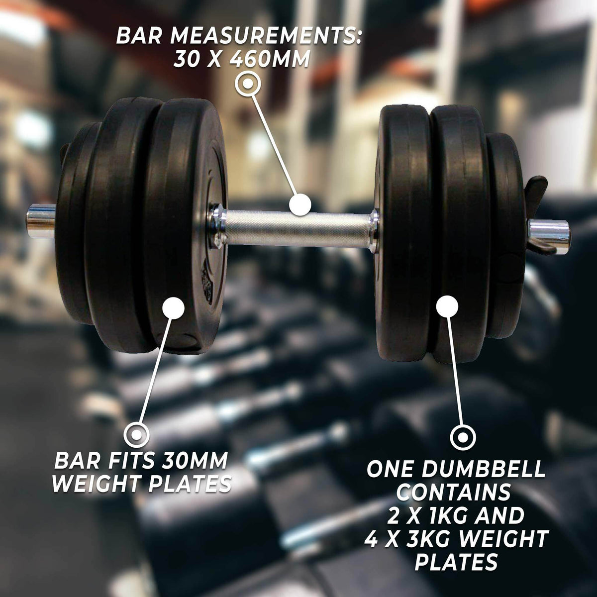 
              Fit&#39;n Shape 2x Verstelbare Dumbbells, 30kg