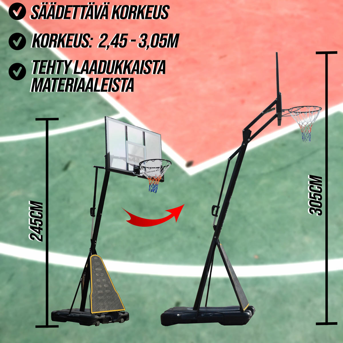
              Koripalloteline Pro 2,45-3,05m - ProSport
