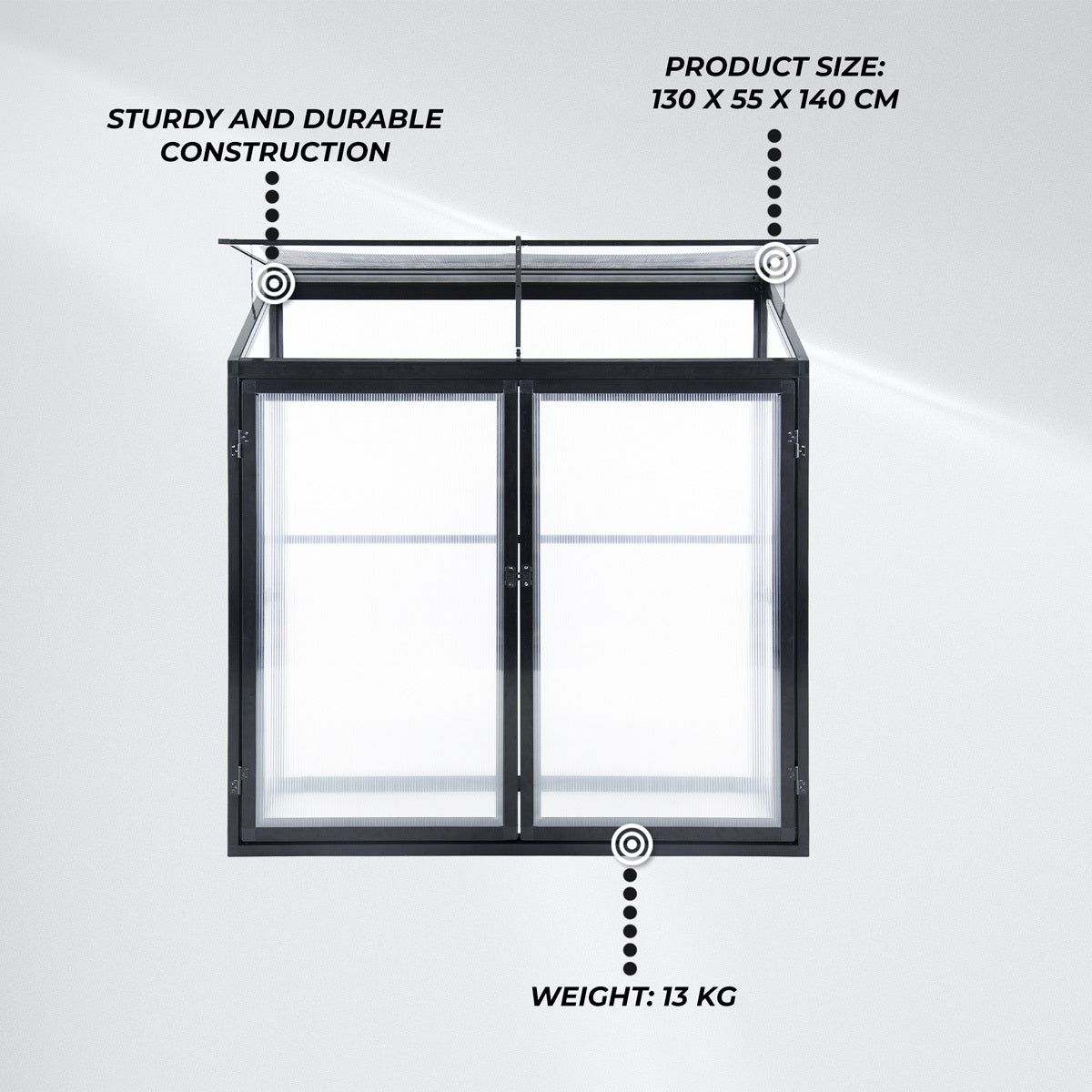 
              Lykke Mini-Gewächshaus Havsvik 130x55x140cm