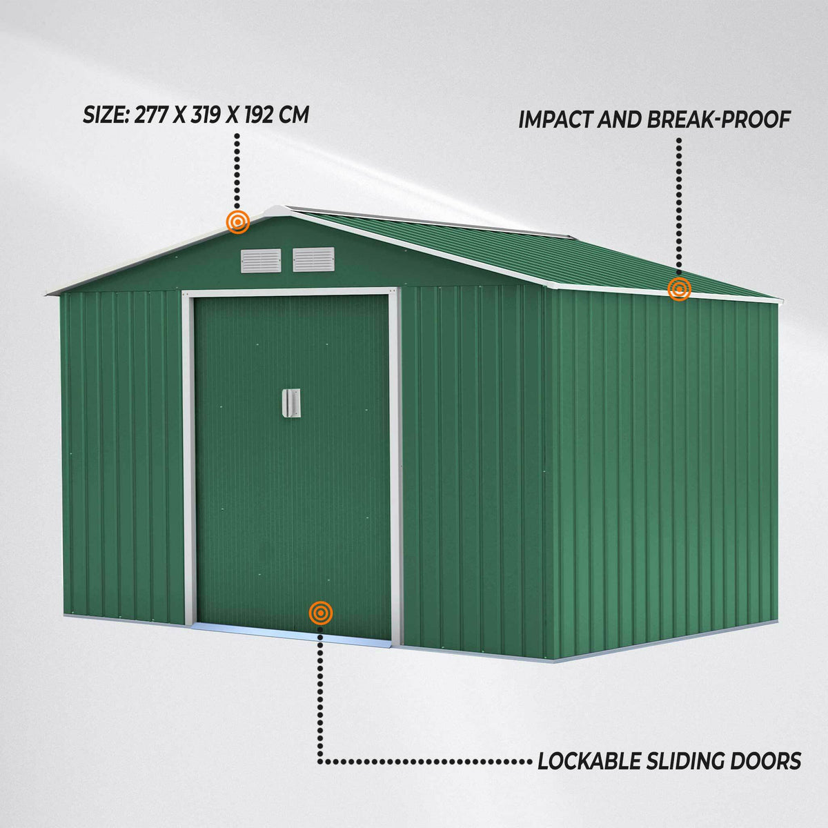 
              Fornorth Garden Shed, 8.84m2, green