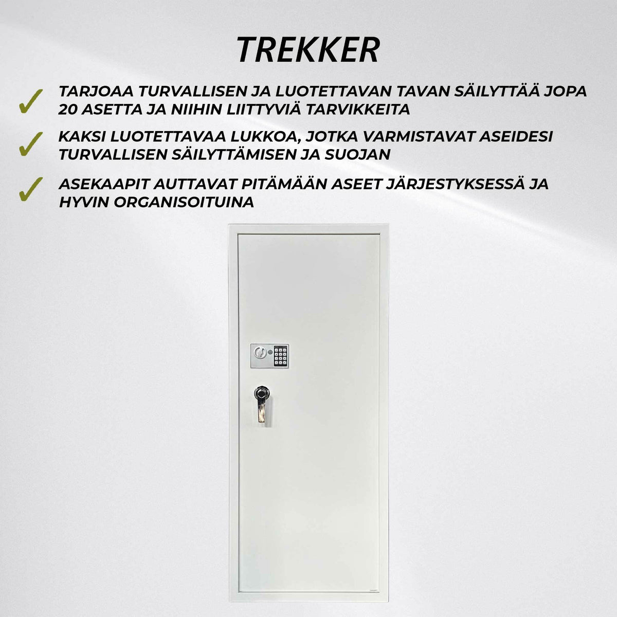 
              Trekker Asekaappi 20-Asetta AS2000, Valkoinen, Digitaalilukolla