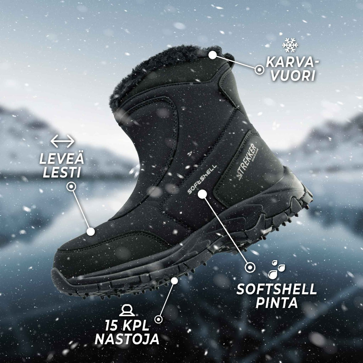 
              Trekker korkeavartiset nastakengät, koot 36-46