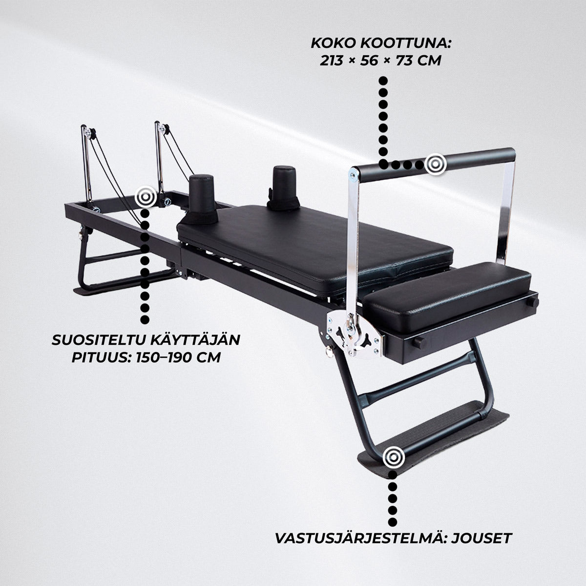 
              Nordcore Pilates Reformer Taitettava