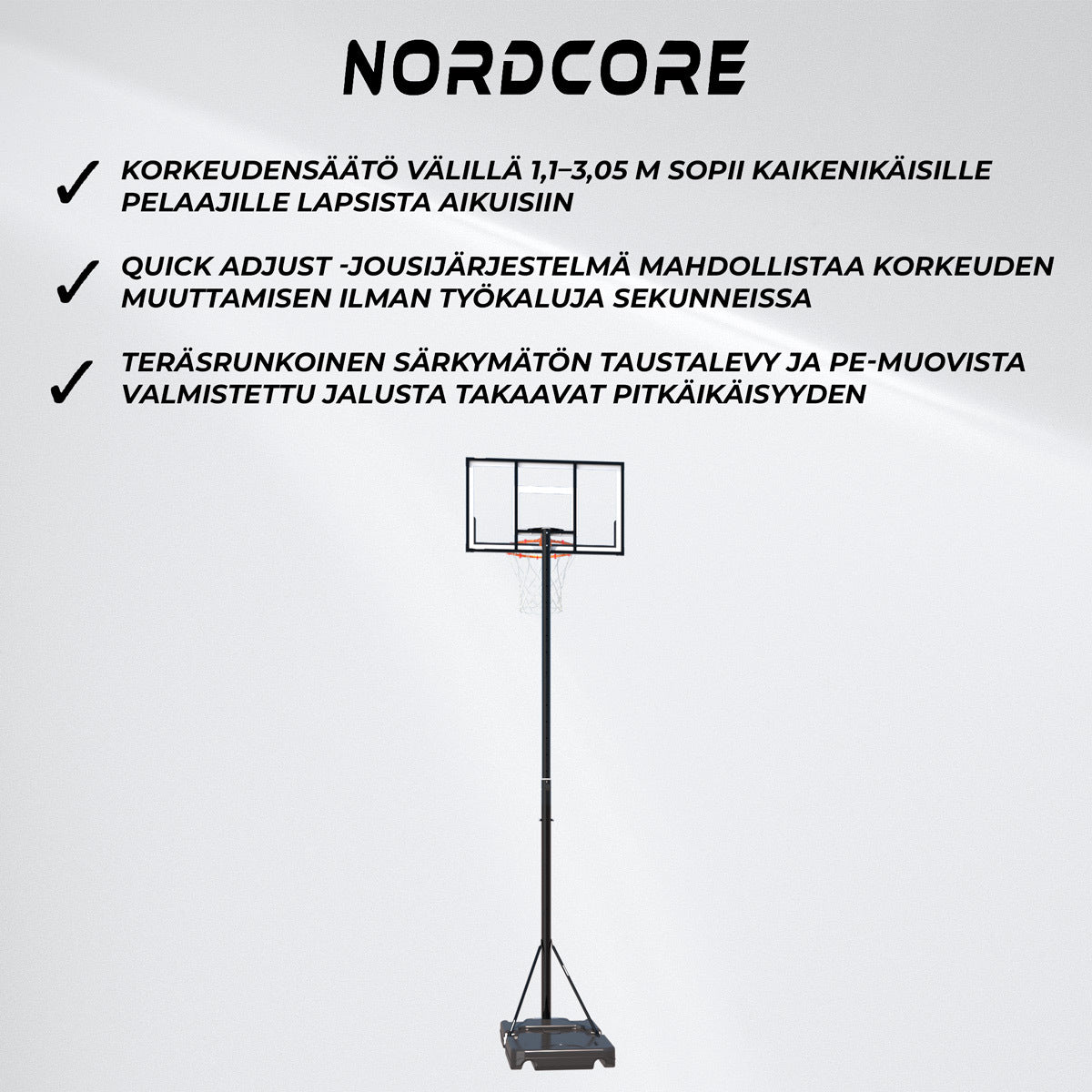 
              Nordcore Koripalloteline Finisher 1,1-3,05M