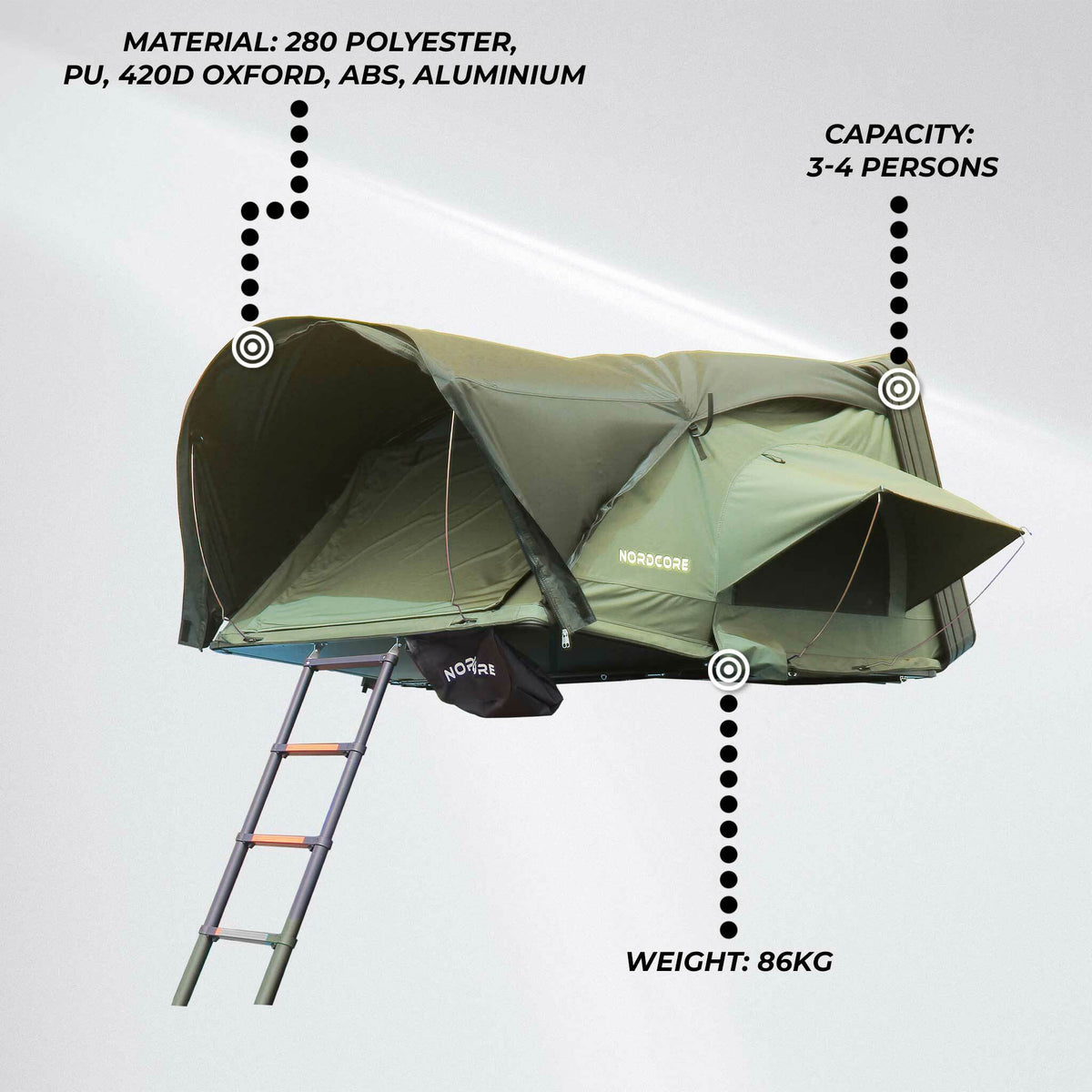 
              Nordcore Tente de toit Summit Pro XL, Green