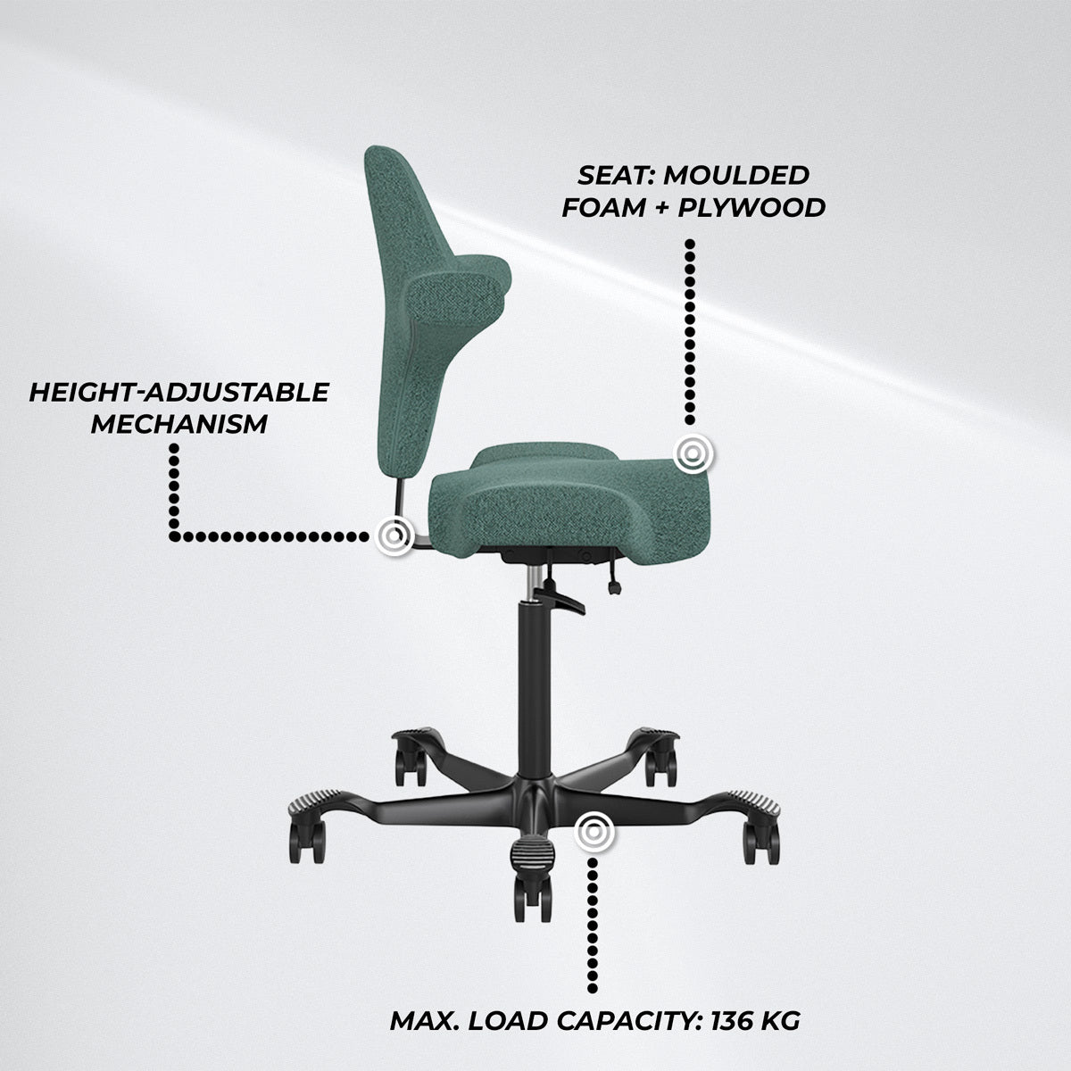 
              Lykke Ergonomisk Kontorstol Comfort, Grøn