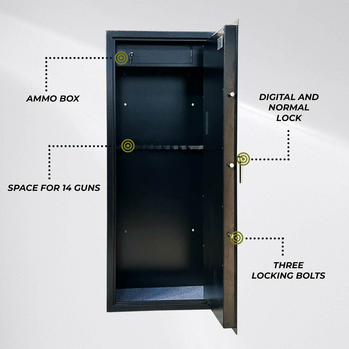 
              Trekker Armario para Armas AS1400, Capacidad para 14 Armas, negro, con berradura digital