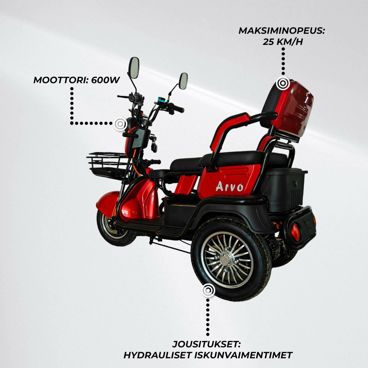 
              Arvo Senioriskootteri P200 Punainen