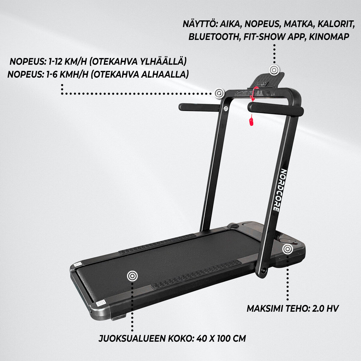 
              Nordcore 2-IN-1 Kävely-juoksumatto Core 2200