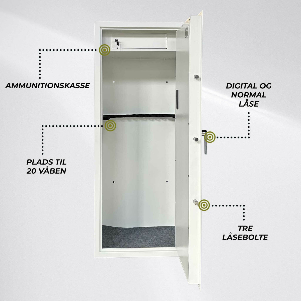 
              Trekker Armadio per Armi per 20 armi AS2000, Bianco, con lucchetto digitale