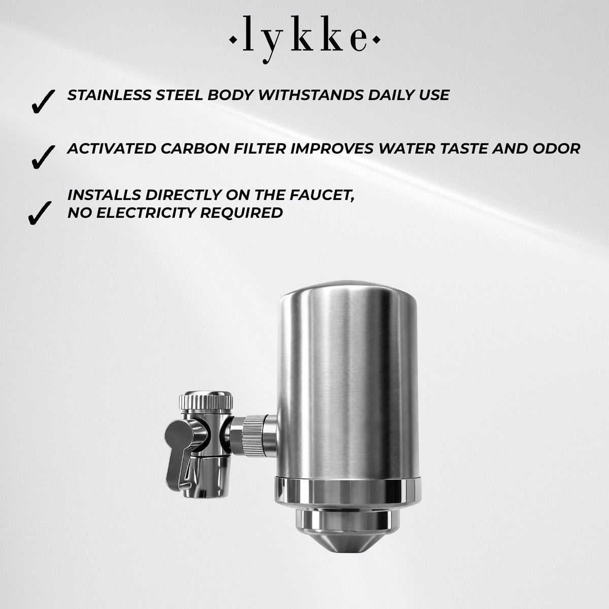 
              Lykke Faucet Water Filter, Silver