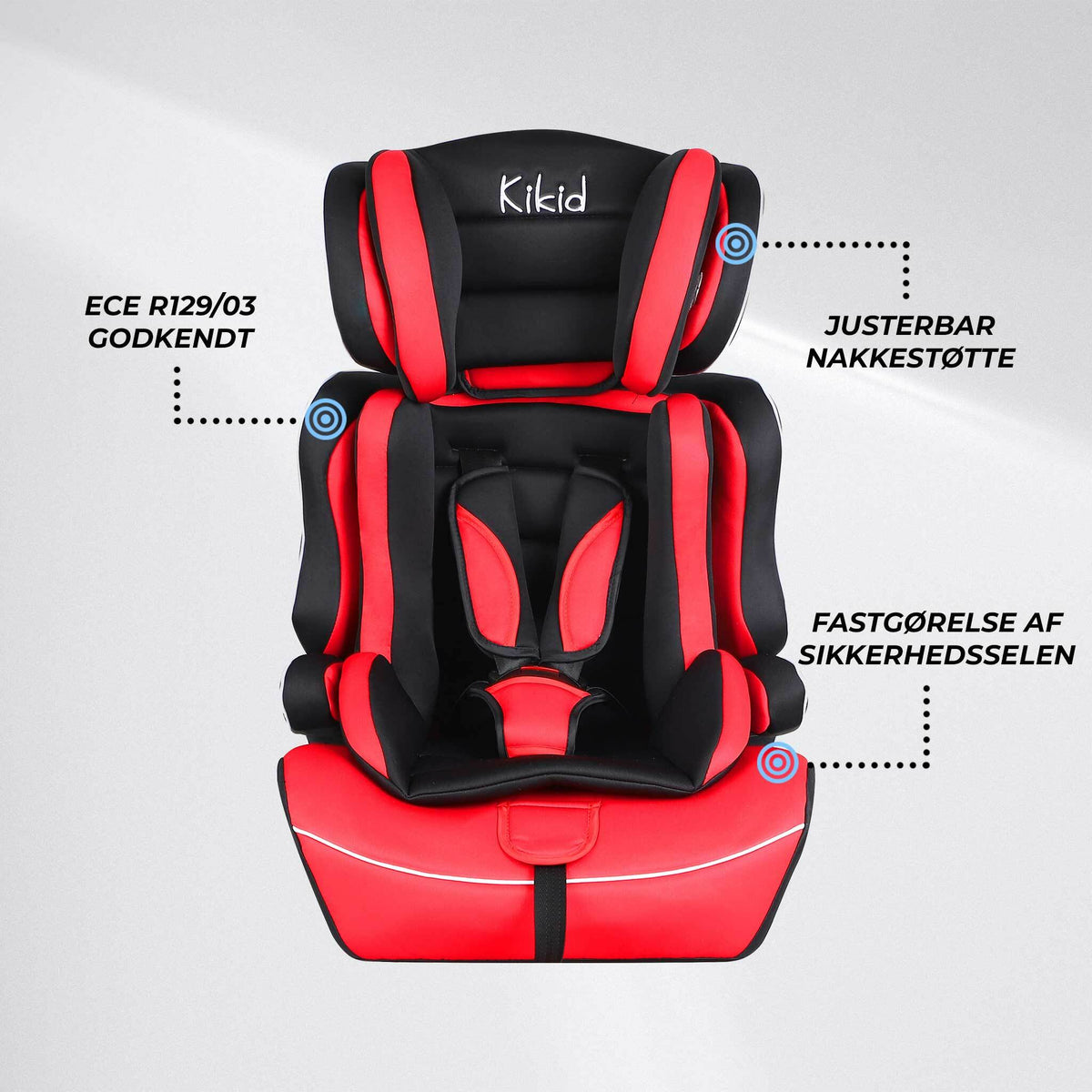 
              Kikid Siège Auto Basic 76-150cm R129, noir rouge
