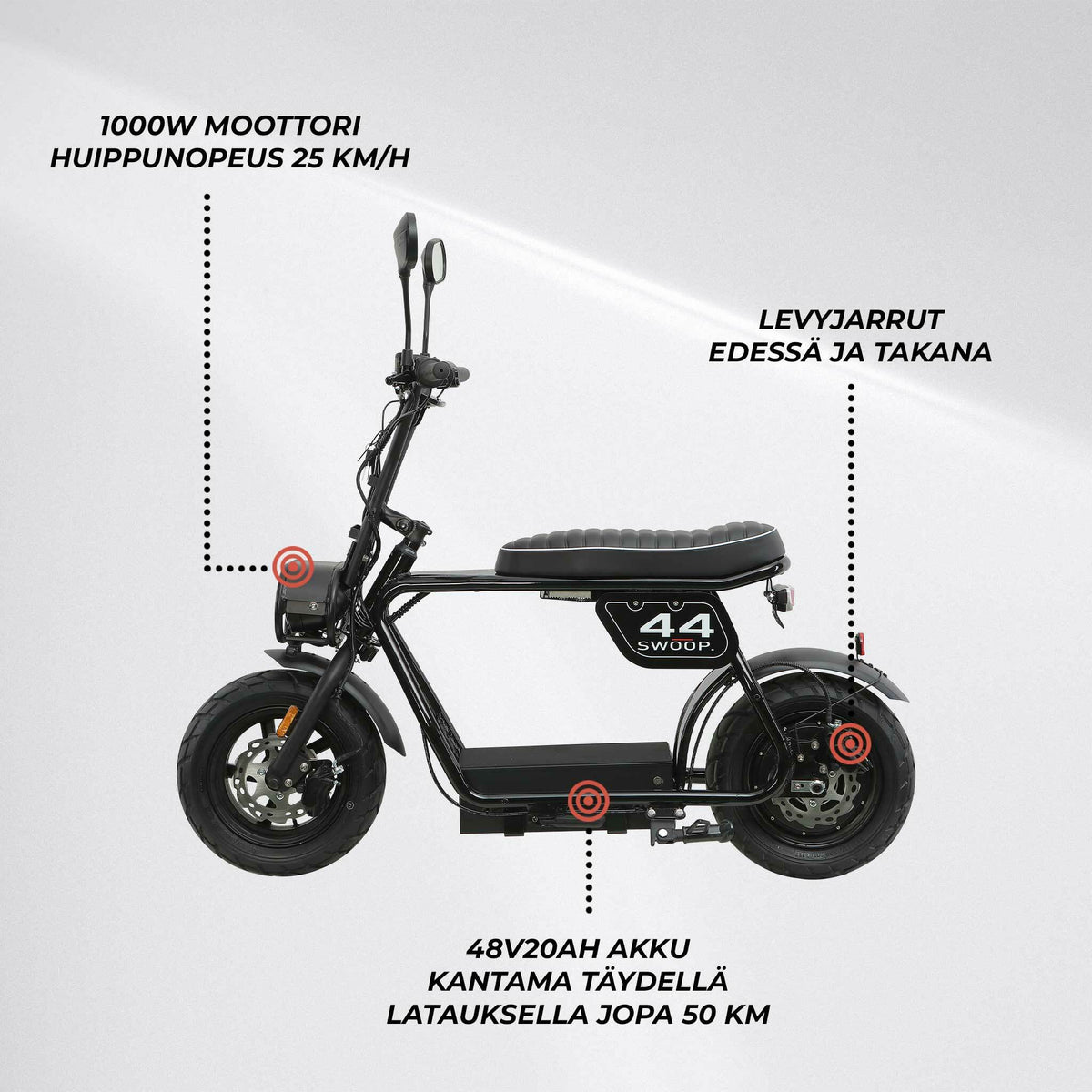 
              Swoop Sähkömopo 1000W Musta