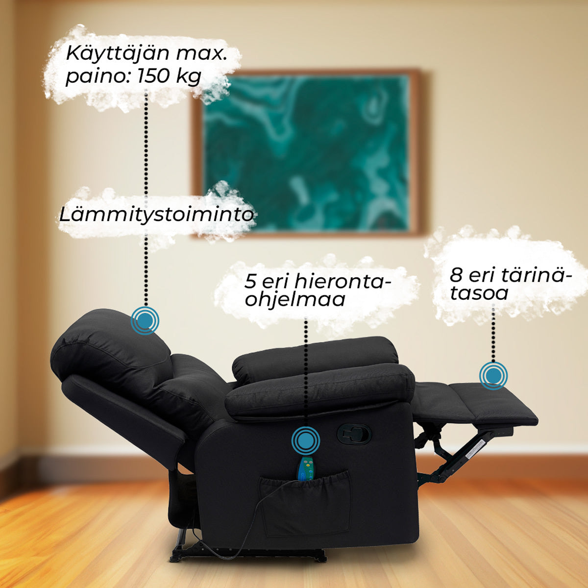 
              Lykke Hierontatuoli, musta