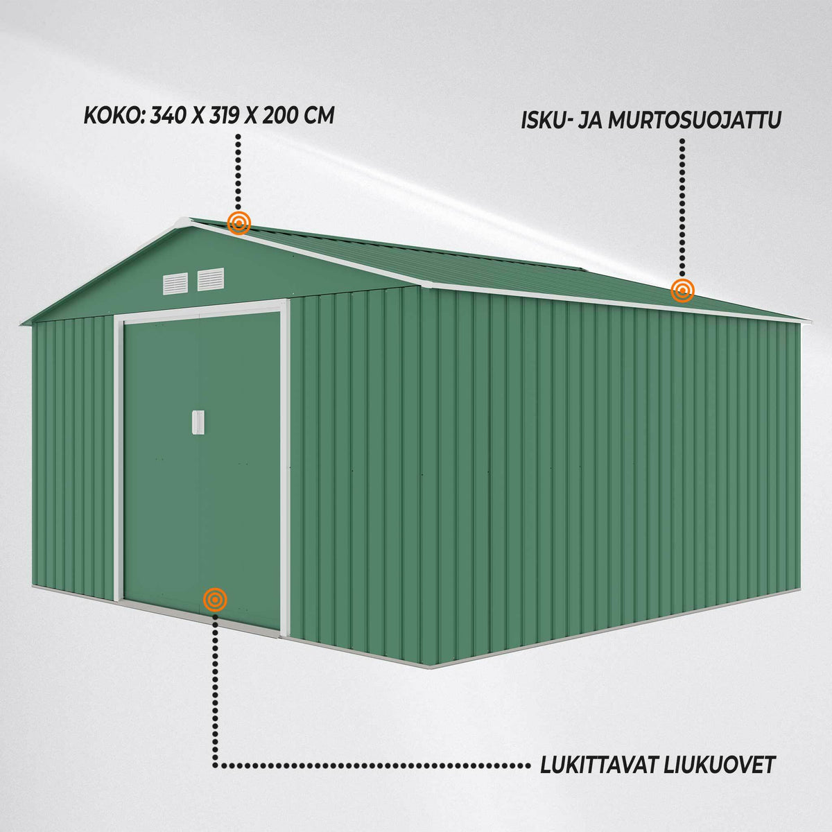 
              Fornorth pihavarasto 10.85m2, vihreä