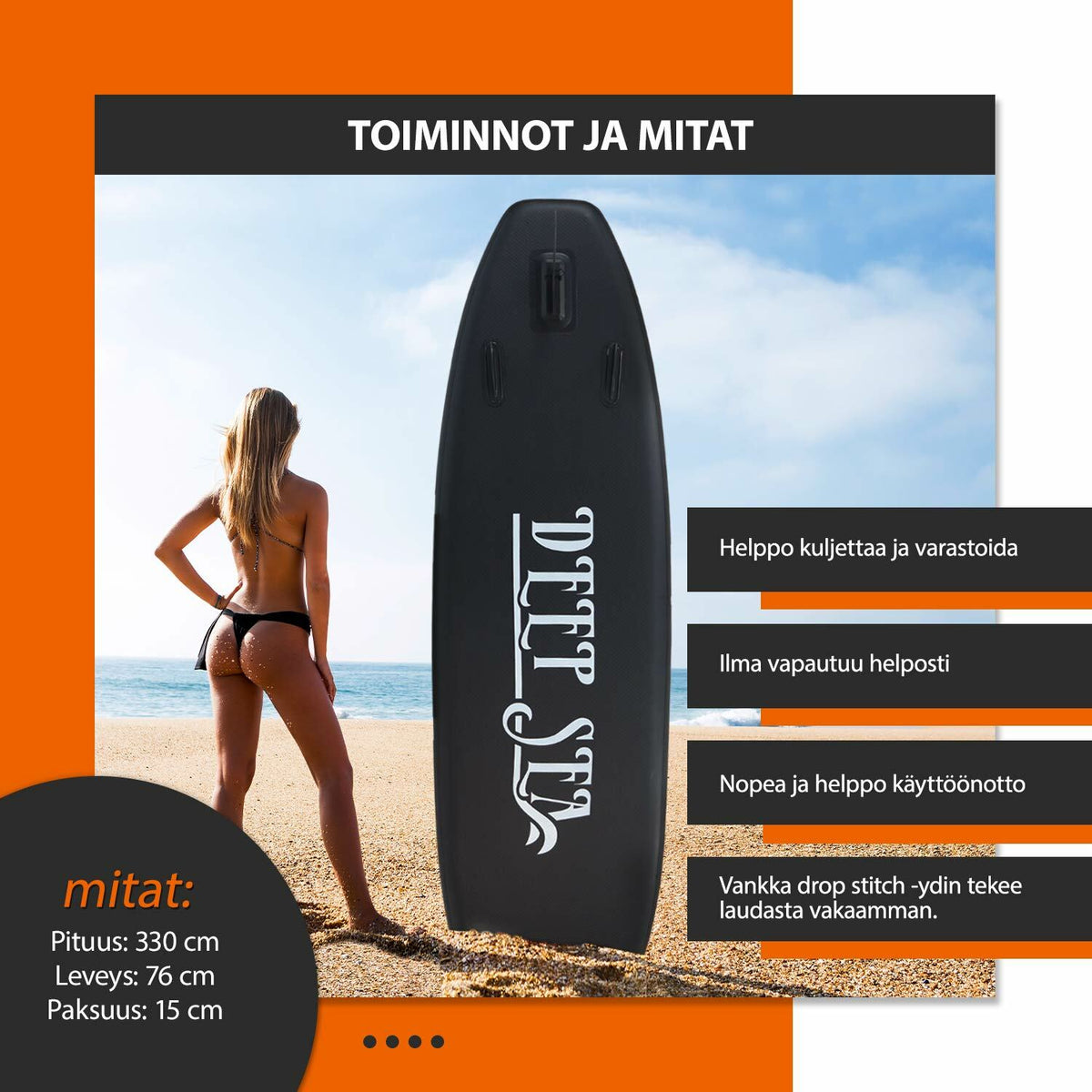 
              Deep Sea SUP-lautasetti XXL, musta