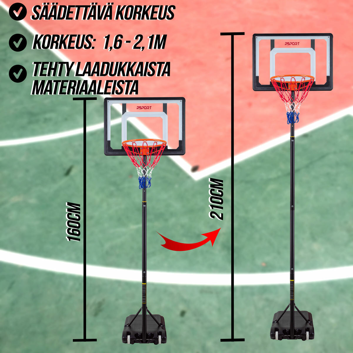 Lasten koripalloteline 1,6-2,1m - ProSport