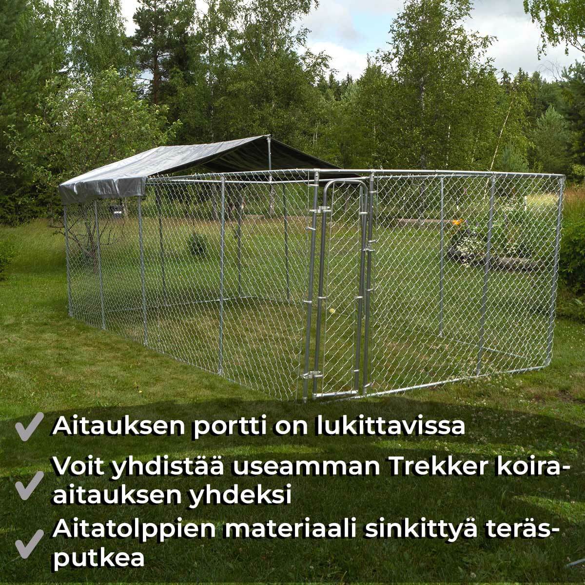 
              Trekker koira-aitaus katoksella, 6 x 3m