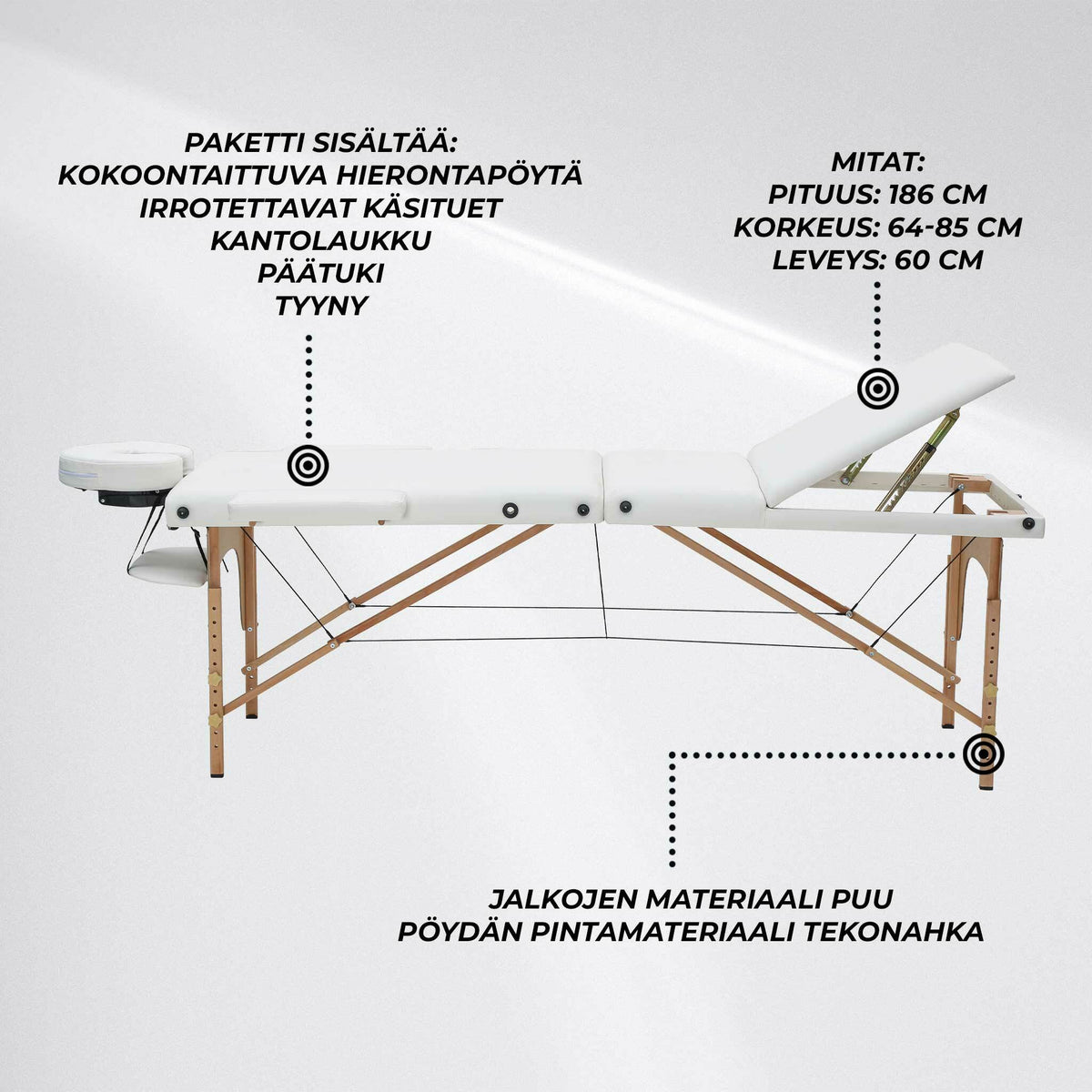
              React Hierontapöytä P300 valkoinen